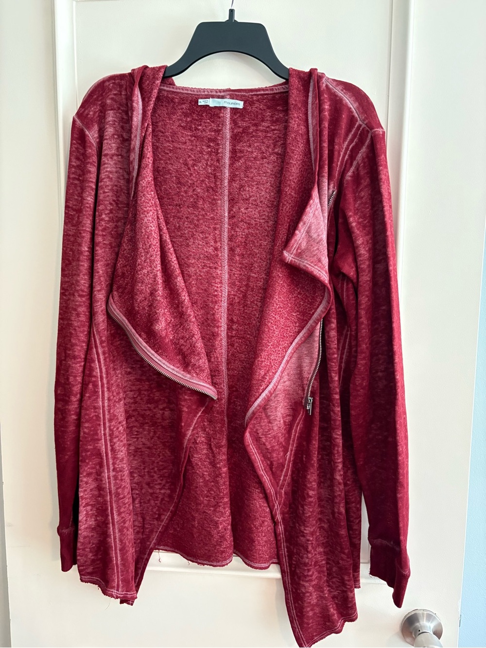 Maurices Draped Open-Front Hoodie Cardigan - Burgundy